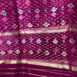 Shocking pink organza dupatta